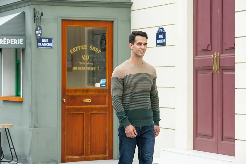 AIOPESON Brand Cotton Sweater Men Fashion Casual O-Neck Spliced Pullovers Knitted Sweater Male New Winter Warm Mens Sweaters