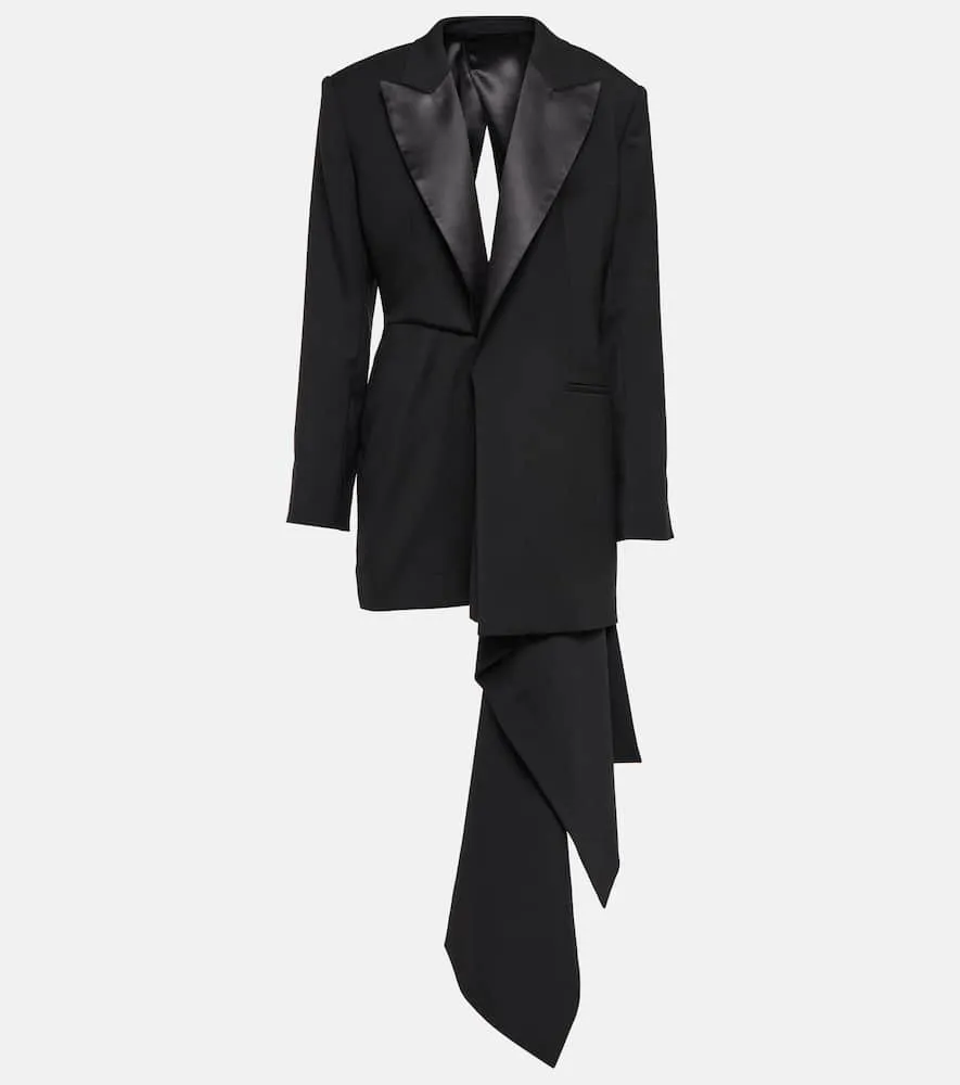 Alaia Asymmetrical wool blazer minidress