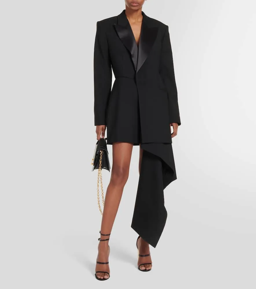 Alaia Asymmetrical wool blazer minidress