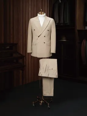 Beige Corduroy Double-Breasted Suit