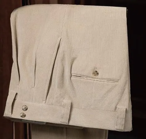Beige Corduroy Double-Breasted Suit