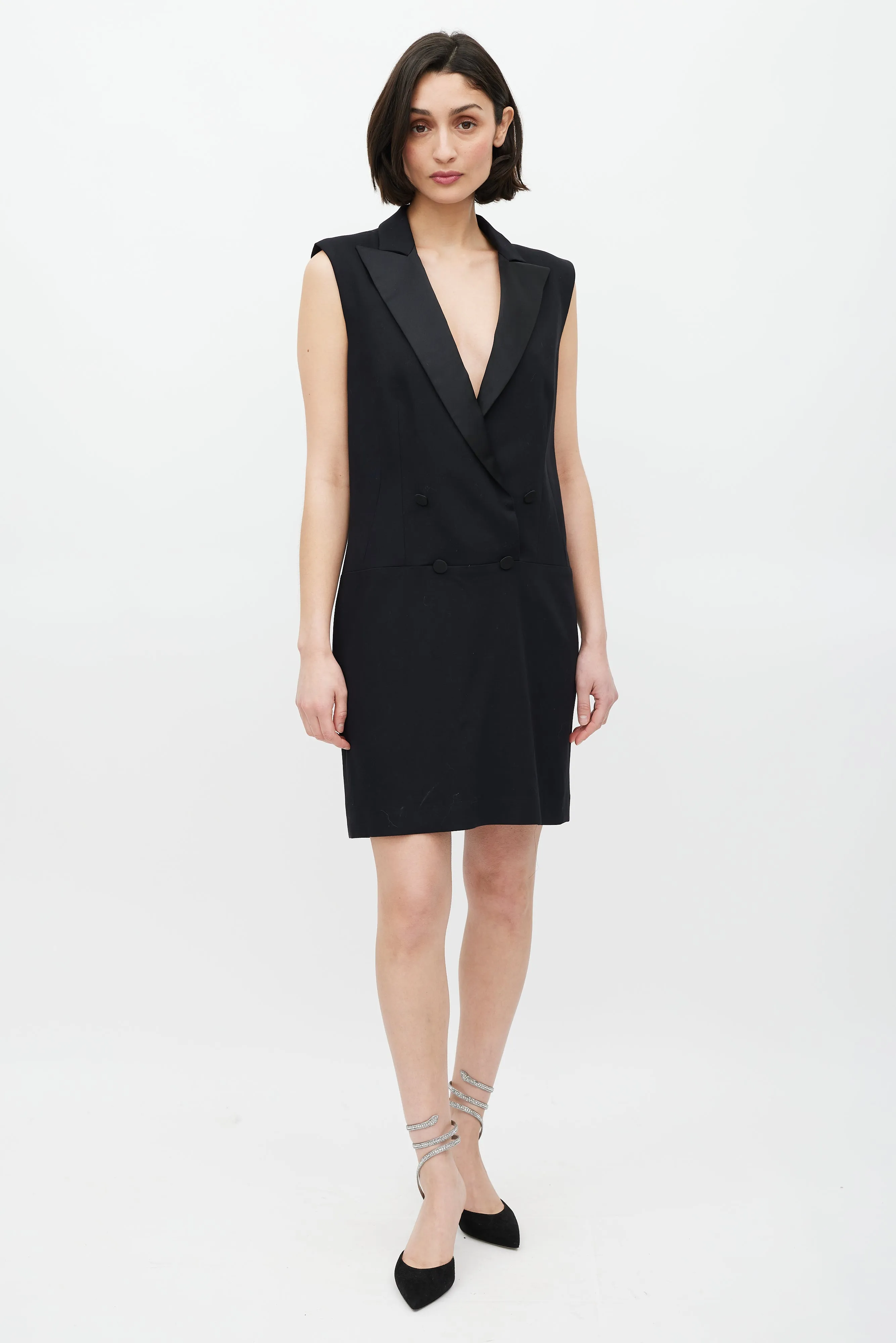 Black Double Breasted Blazer Dress