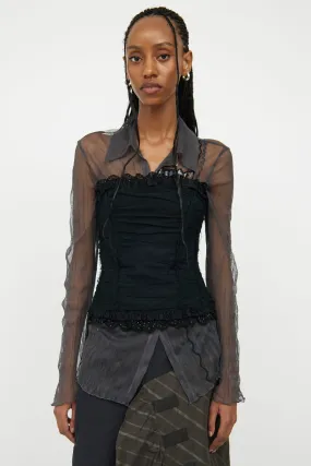Black Mesh & Lace Corset Top