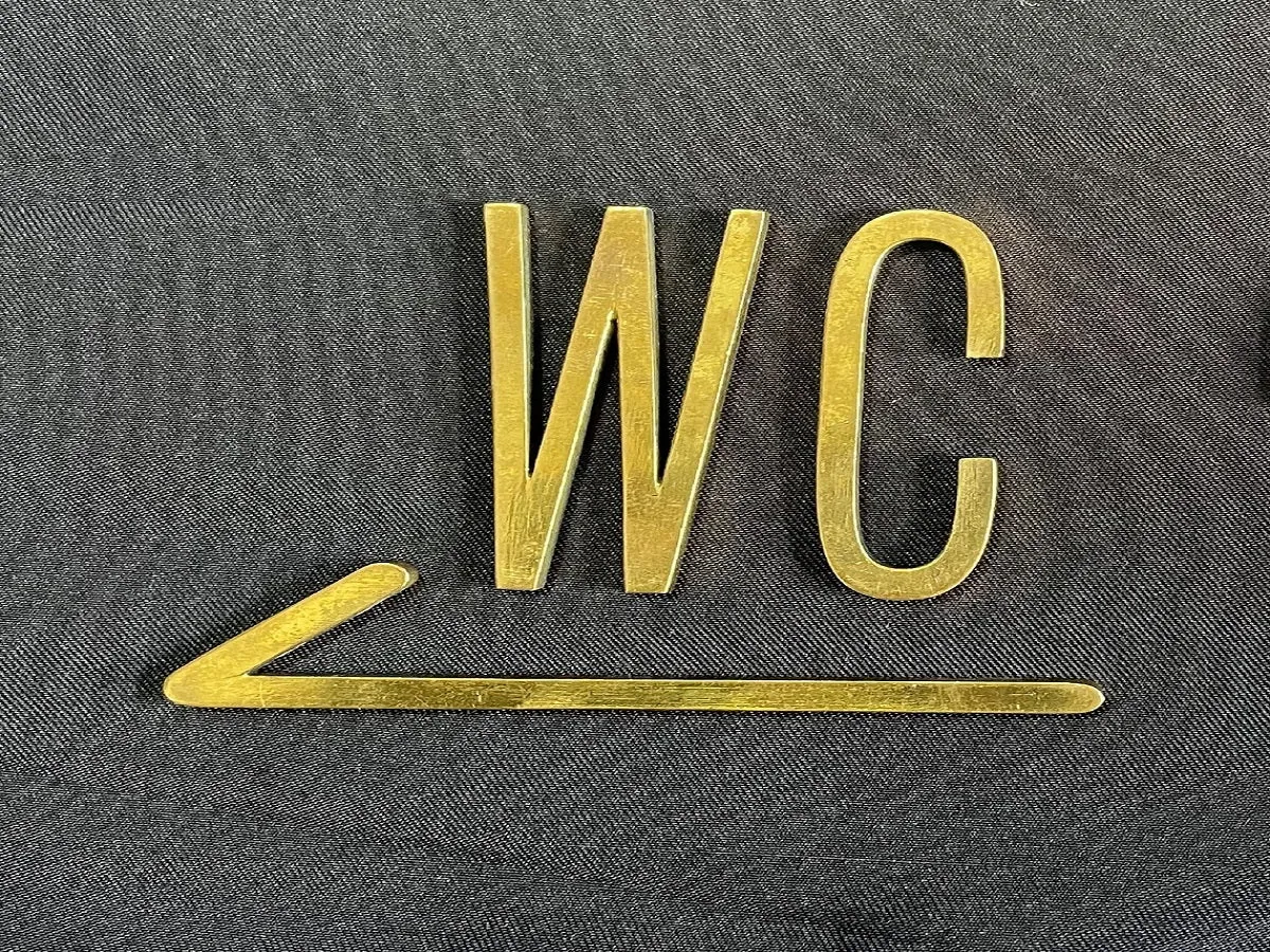 Brass Restroom Door Sign, Bathroom Sign, Male and Female Toilet Sign