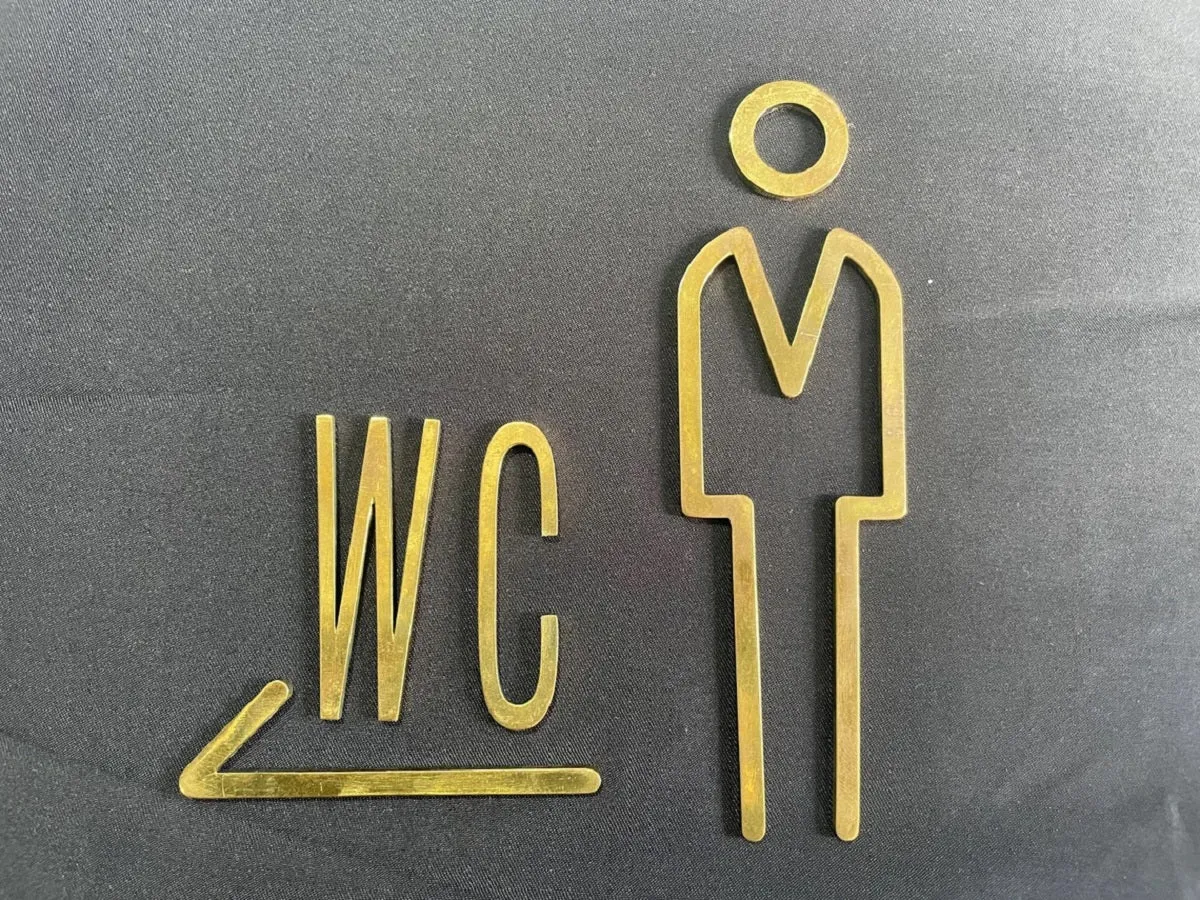Brass Restroom Door Sign, Bathroom Sign, Male and Female Toilet Sign