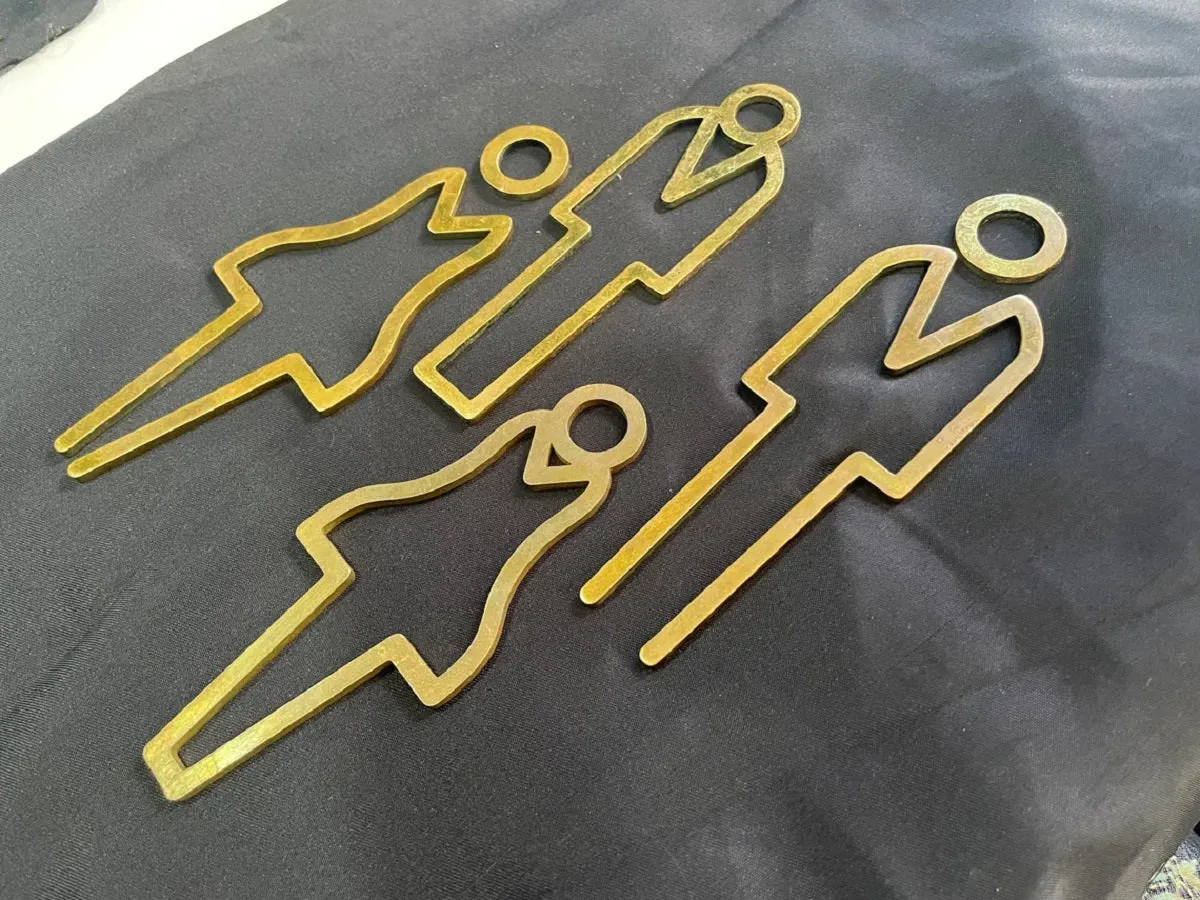 Brass Restroom Door Sign, Bathroom Sign, Male and Female Toilet Sign