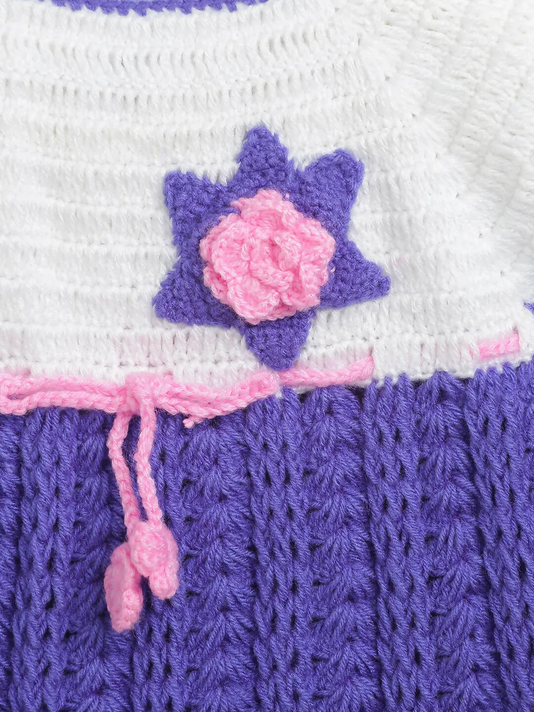 ChutPut Hand knitted Crochet Cute Wool Dress For Baby Girls - Purple