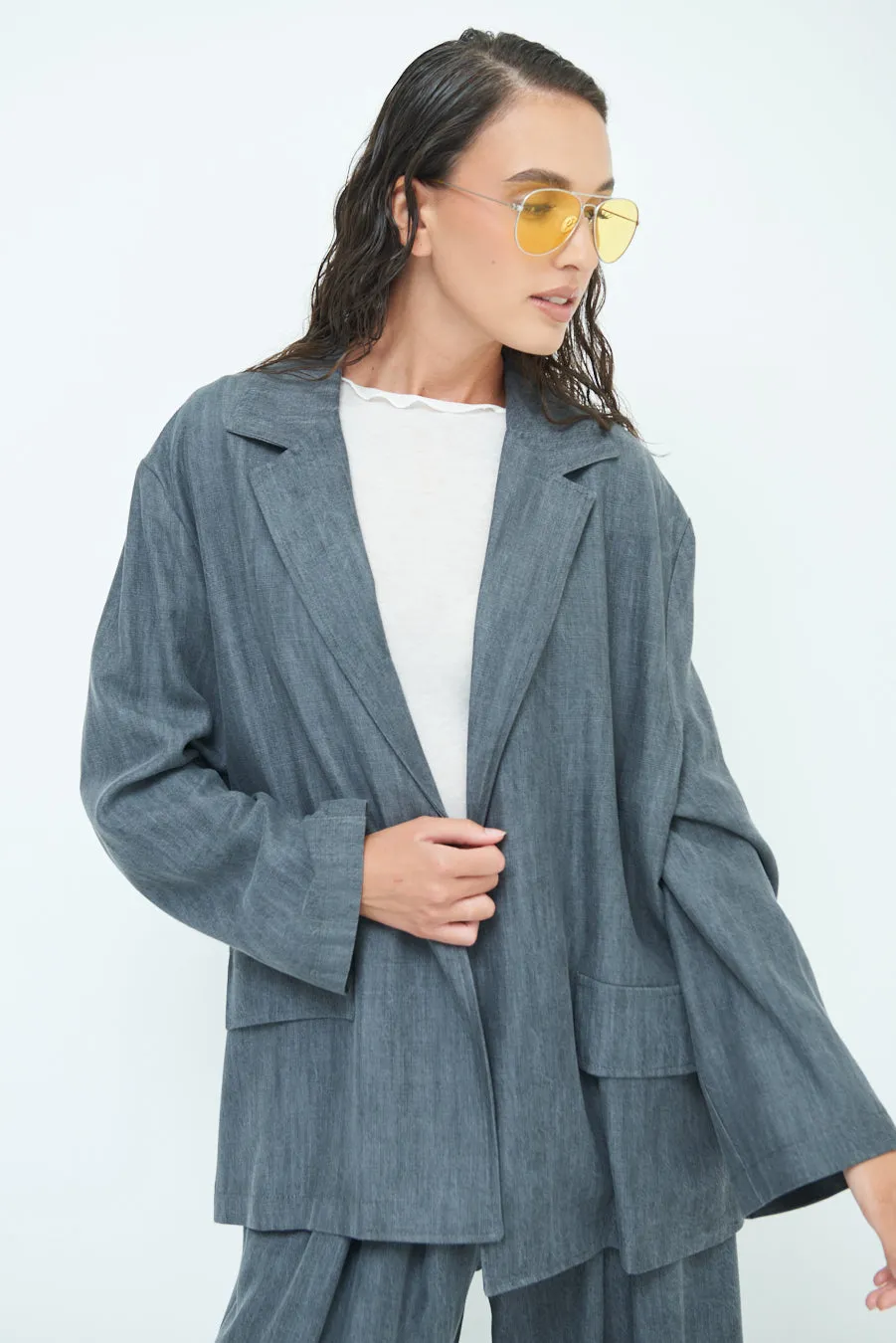 Classic oversized blazer with rolled sleeves wholesale
