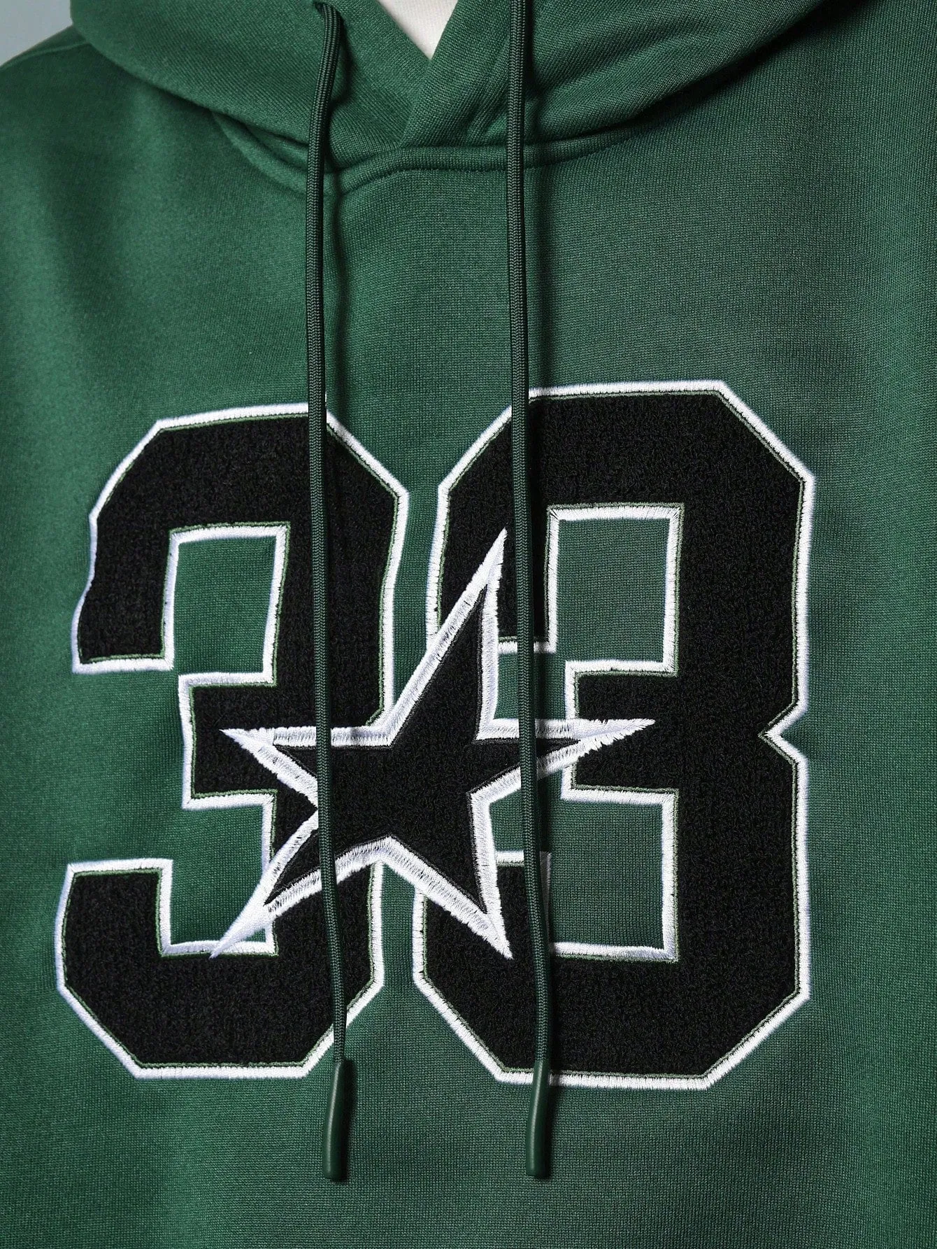 Crop Fit Overhead Hoodie With Towel Applique Embroidery & Drawstrings