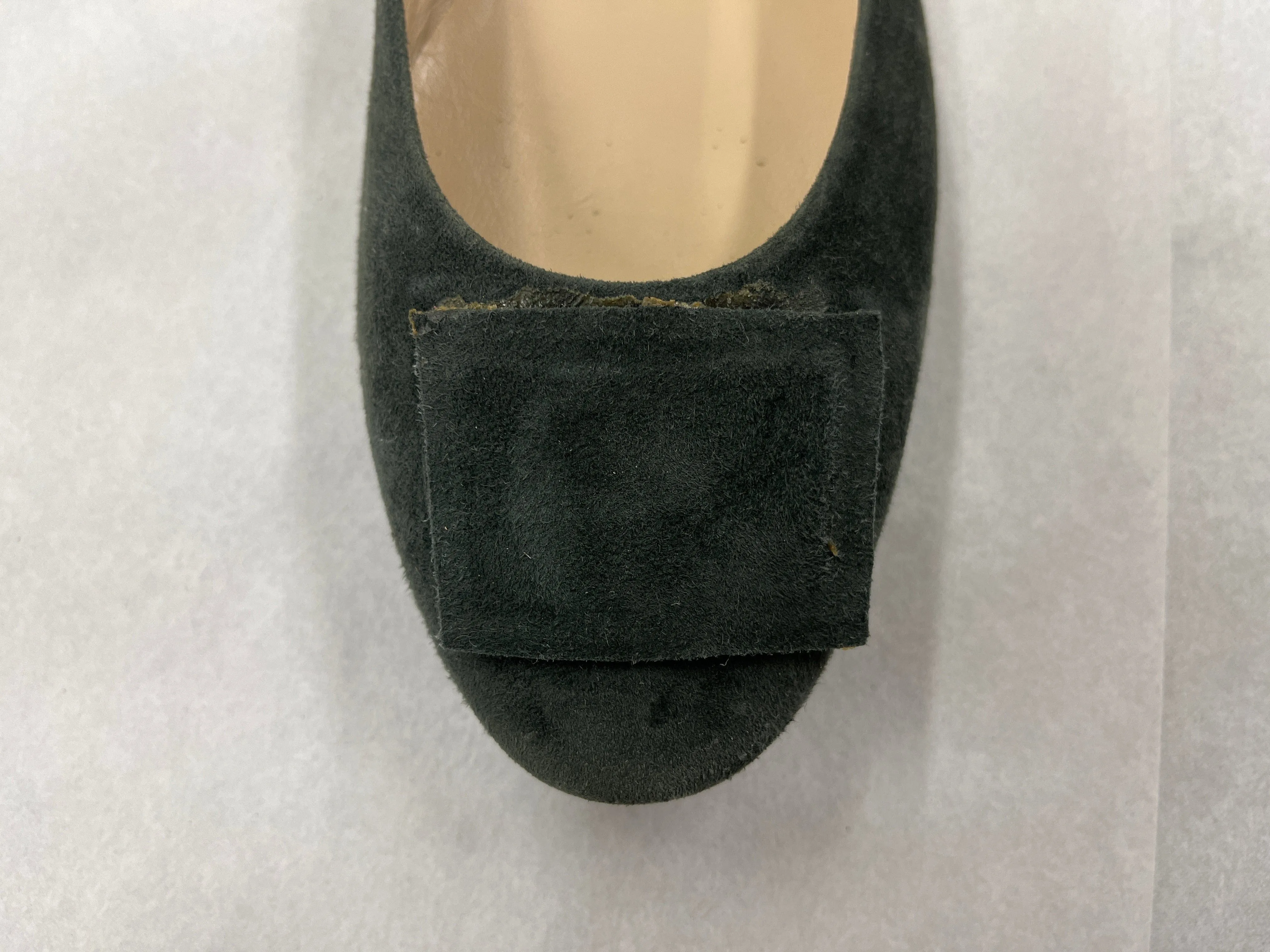 Daniela Fargion Sage Suede Square Buckle Flat Ballerina Shoes - 7