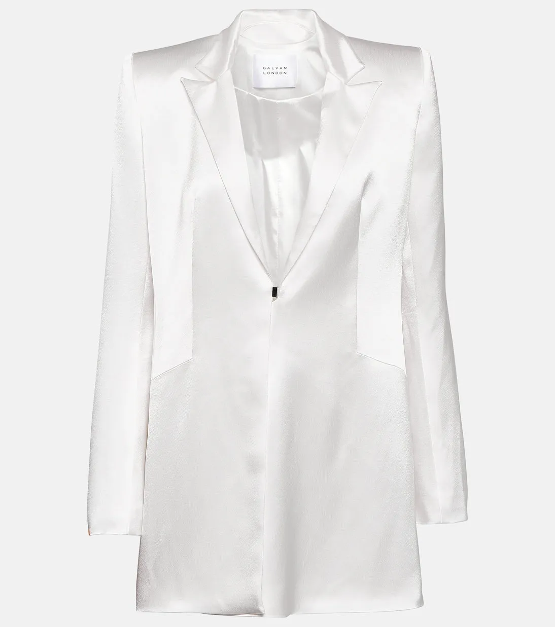 Galvan satin blazer wedding dress, white