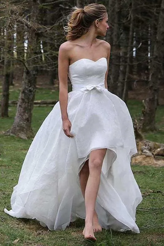 High Low Sweetheart Beach Boho Wedding Dress