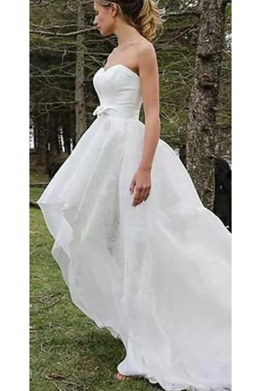 High Low Sweetheart Beach Boho Wedding Dress