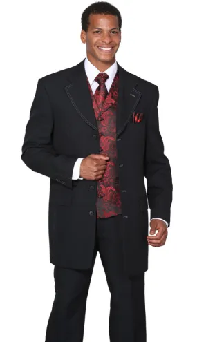 Milano Moda 6903V-BLKR Mens Suit