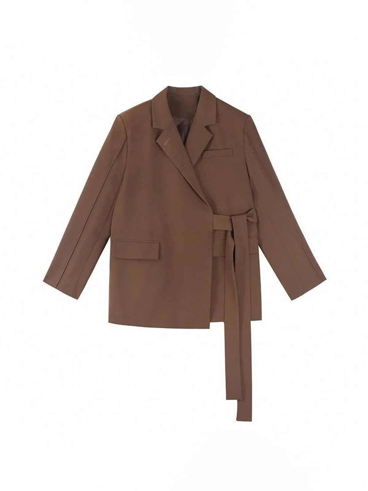 Notch Lapel Wrap Blazer One Size - Brown