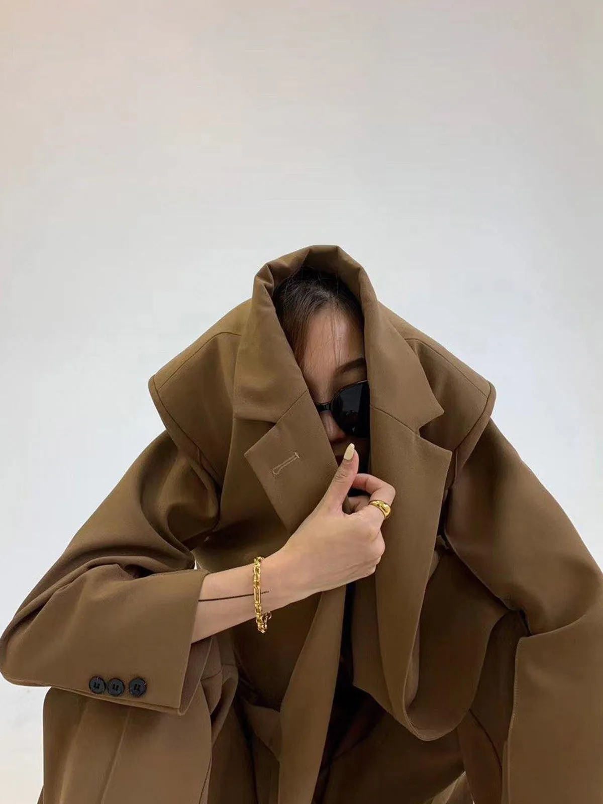 Notch Lapel Wrap Blazer One Size - Brown