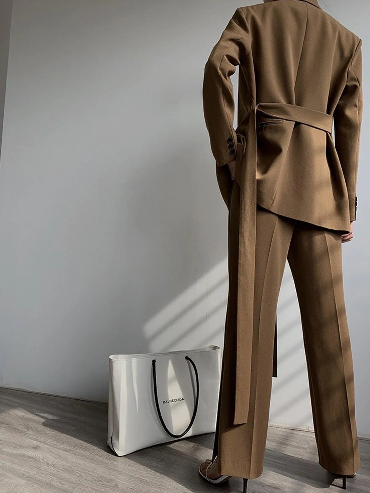 Notch Lapel Wrap Blazer One Size - Brown