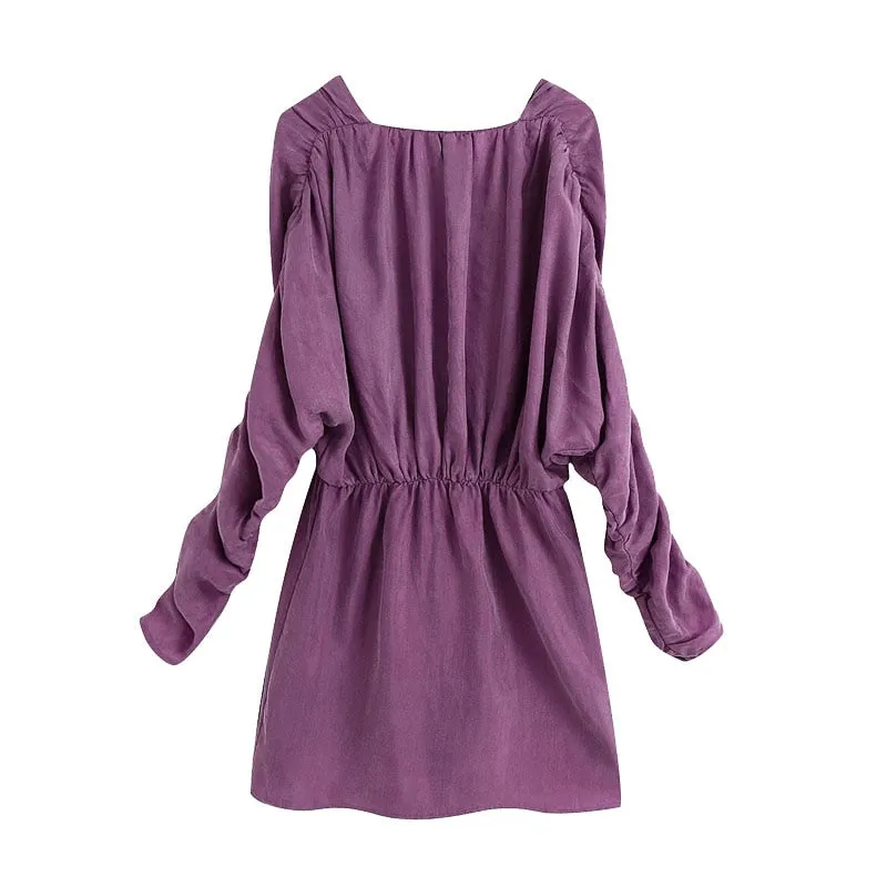 PLEATED COZY MINI DRESS