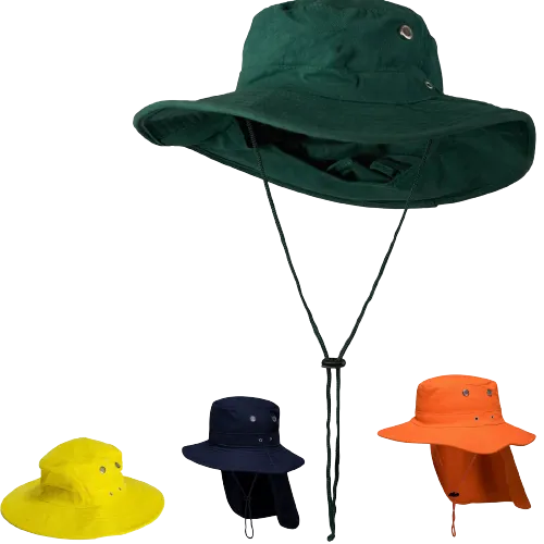 PORTWEST Premium 100% Cotton Wide Brim Hat w Legionnaires Flap Hi Vis Work