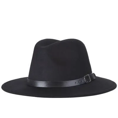 Vintage Wide-Brim Buckled Fedora
