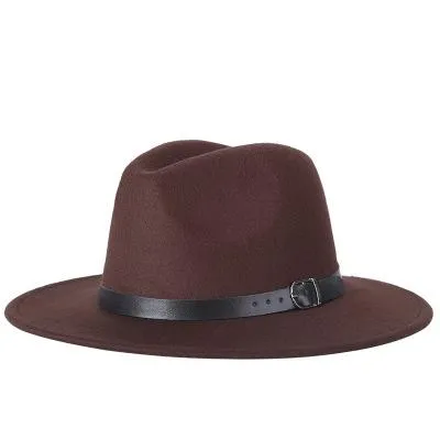 Vintage Wide-Brim Buckled Fedora