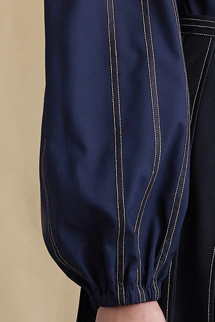 Wool Tailored Blouse with Voluminous Sleeves